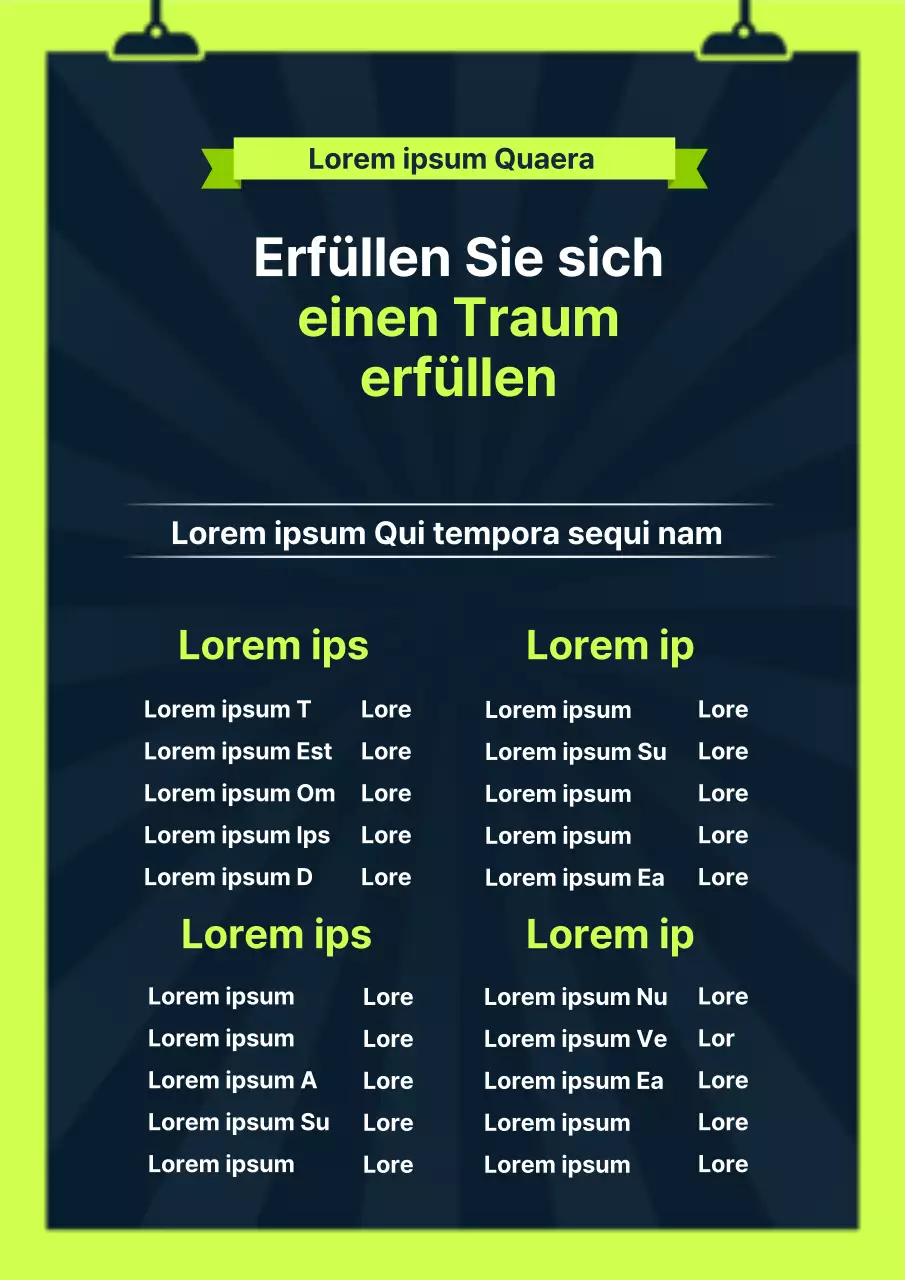 Einfacher Unternehmensflyer für die Vorauswahl in Grün und Schwarz