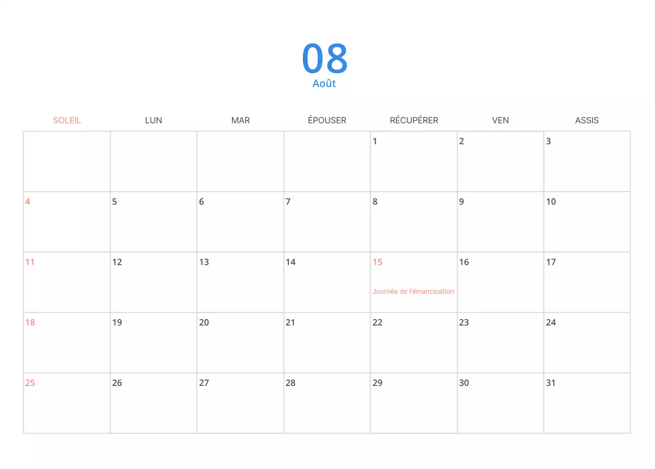 Calendrier illustré multicolore