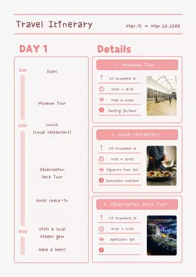 Beige Minimal Travel Schedule