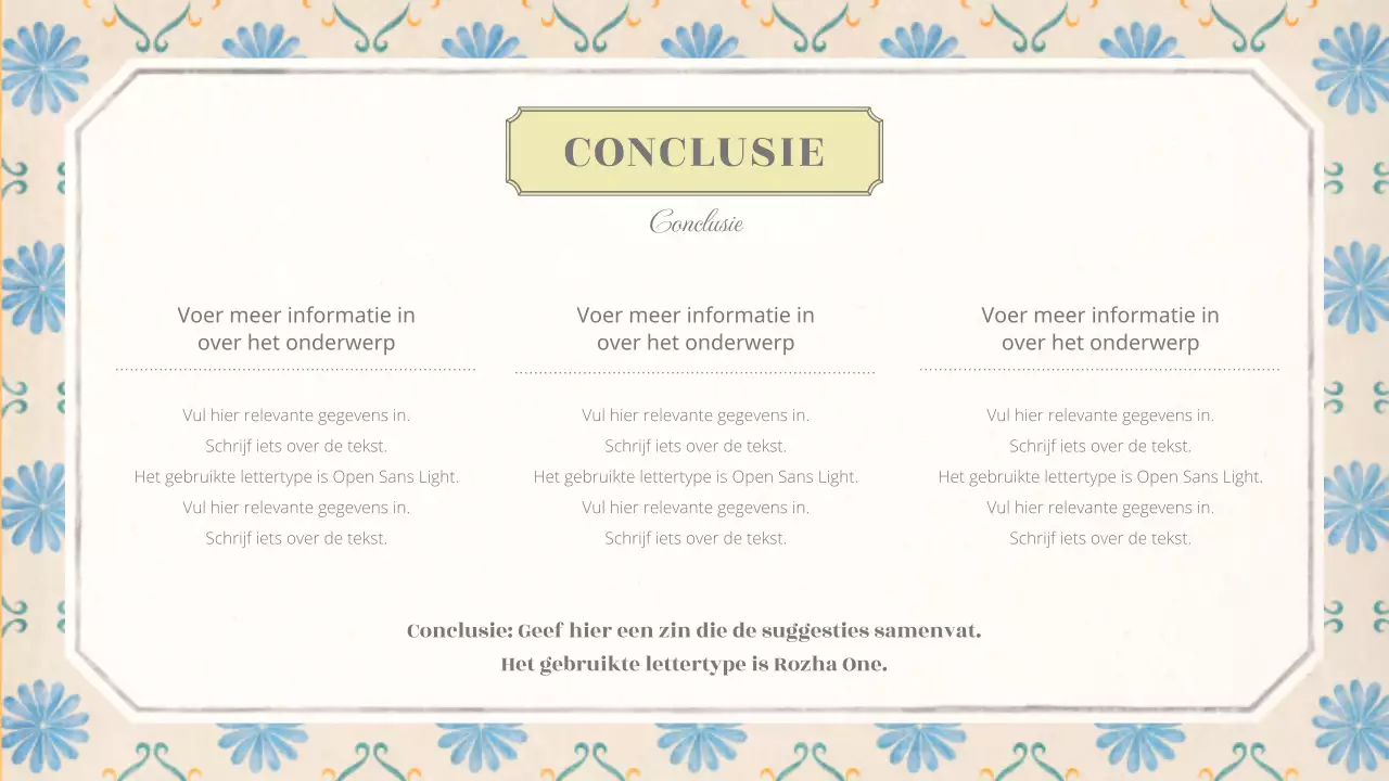 Emotionele conceptuele basislay-out met vintage behangpatroon in beige en lichtblauw