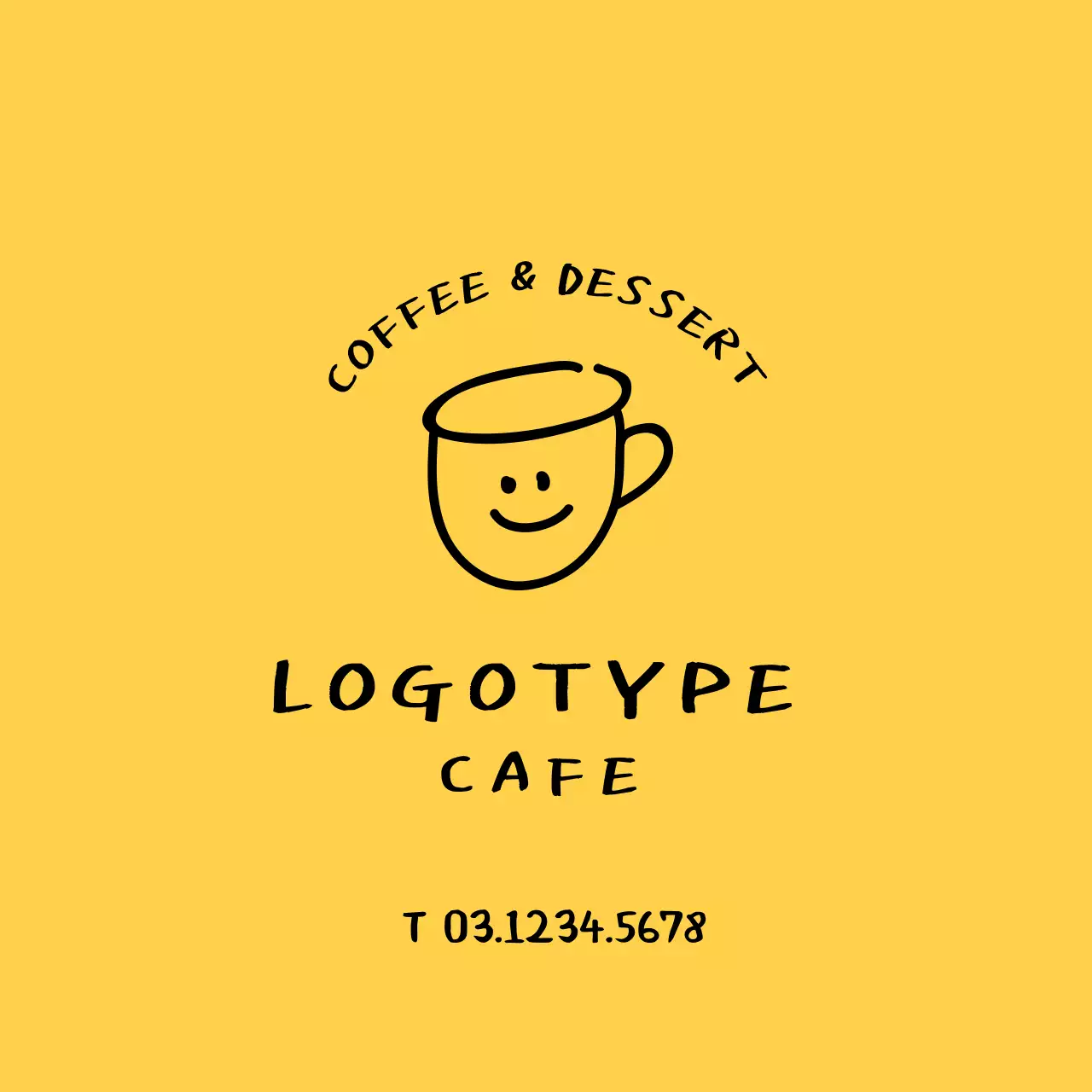 黄色いイラストかわいいカフェの宣伝