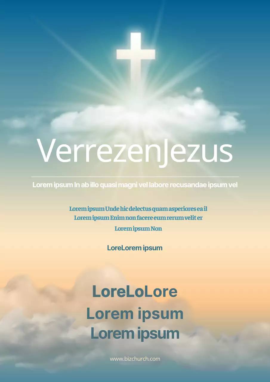Eenvoudige kerk paasdienst promotionele poster met verloop achtergrond