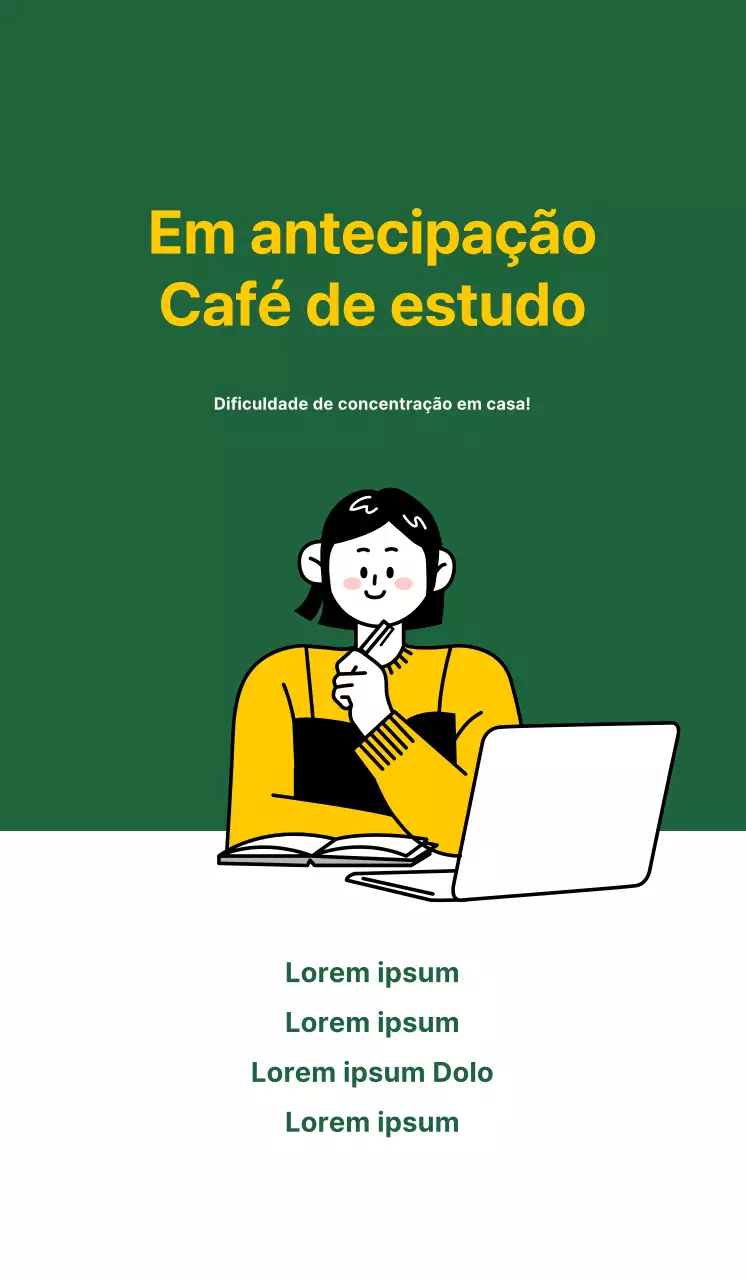 Promova o seu café de estudo com um fundo verde e limpo