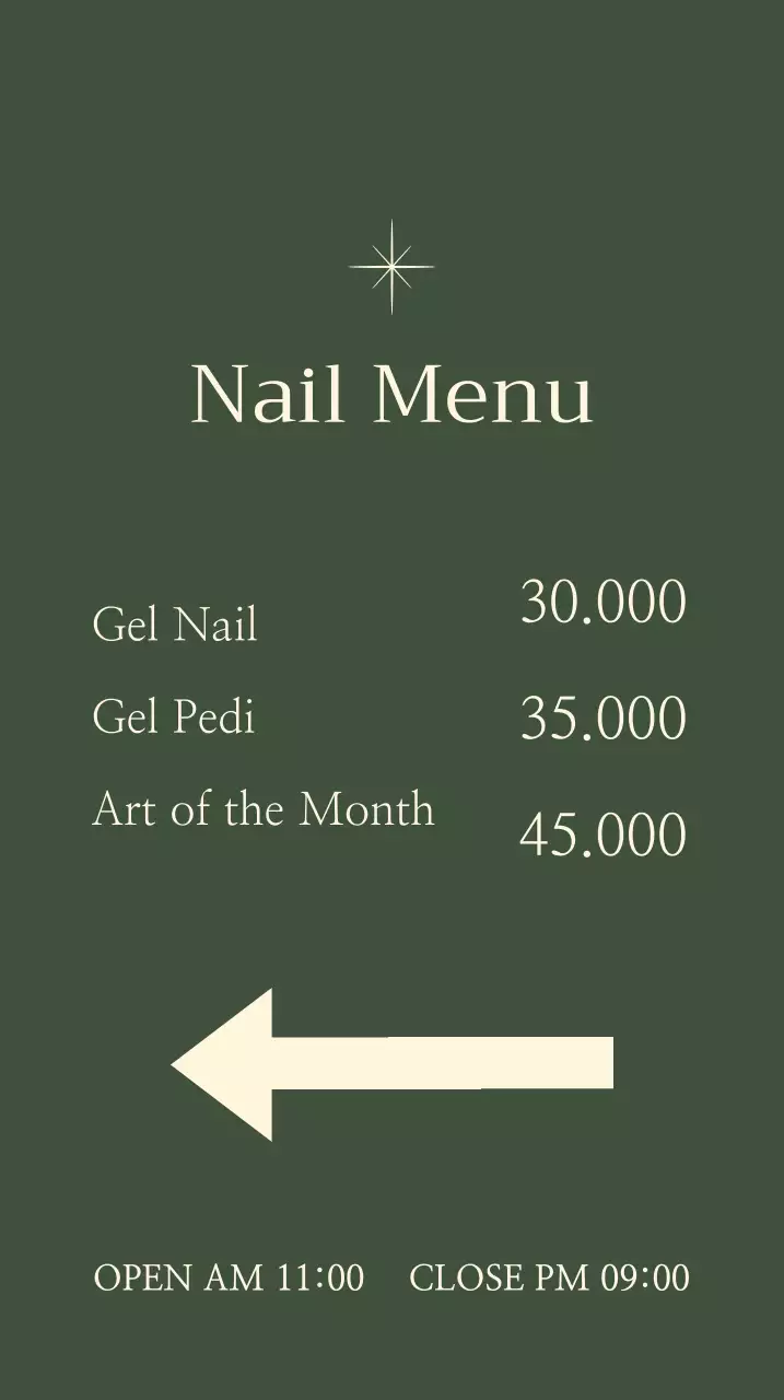 Nail sign with star illustration on green background
