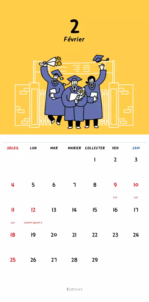 Calendrier du Nouvel An avec de jolies illustrations