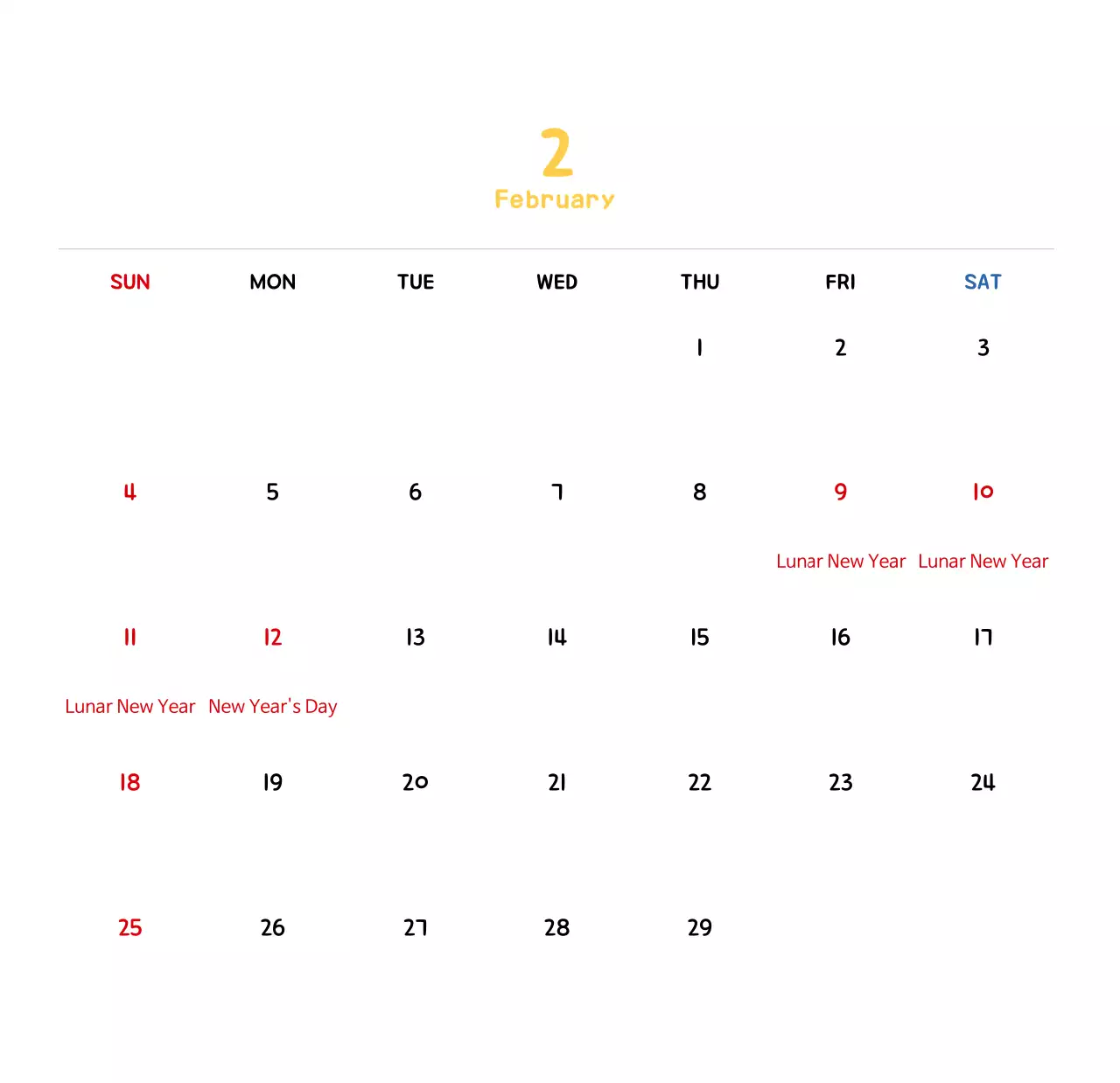 Lịch năm mới với hình ảnh minh họa dễ thương