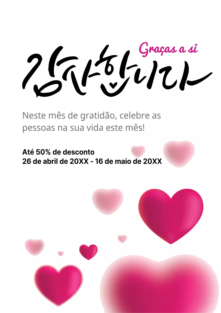 Promover uma venda para dizer obrigado com uma ilustração de um coração cor-de-rosa