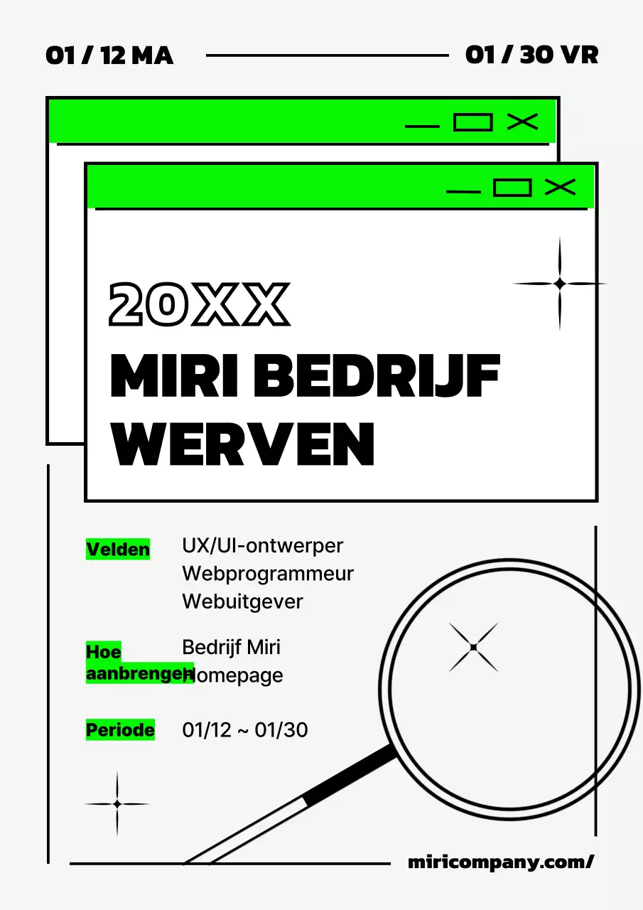 Bedrijfsvacatures in zwart en neongroen