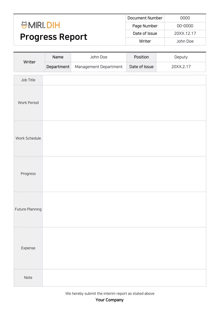Grey Professional Progress Report Document
