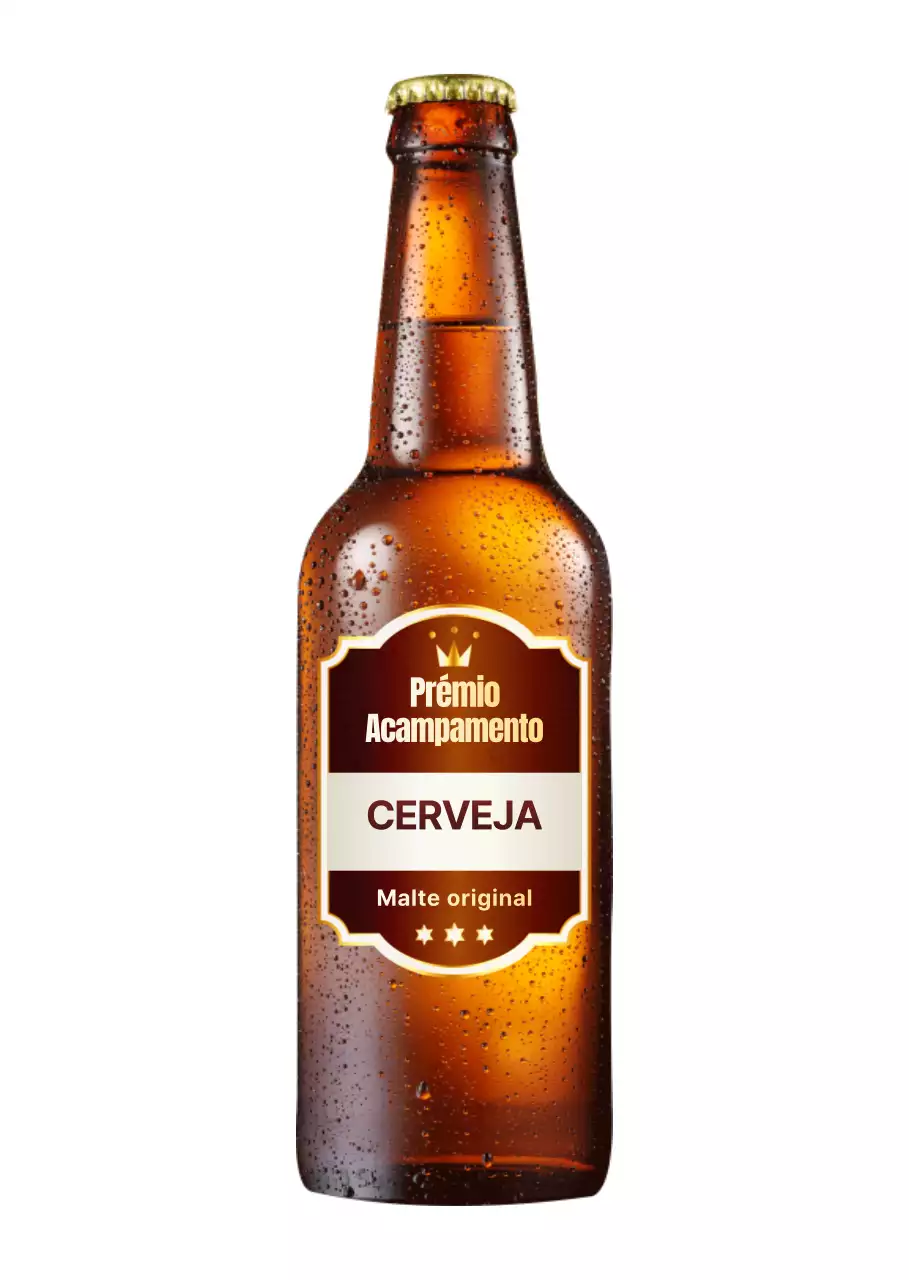 Promover bebidas engarrafadas de cerveja em dourado e castanho