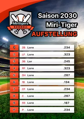 Baseball-Startaufstellung in orange