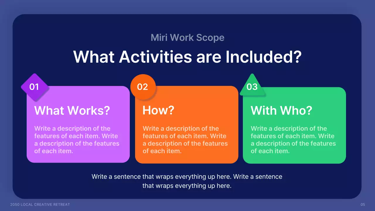 Recruiting local creators with shapes in navy blue and accent colors