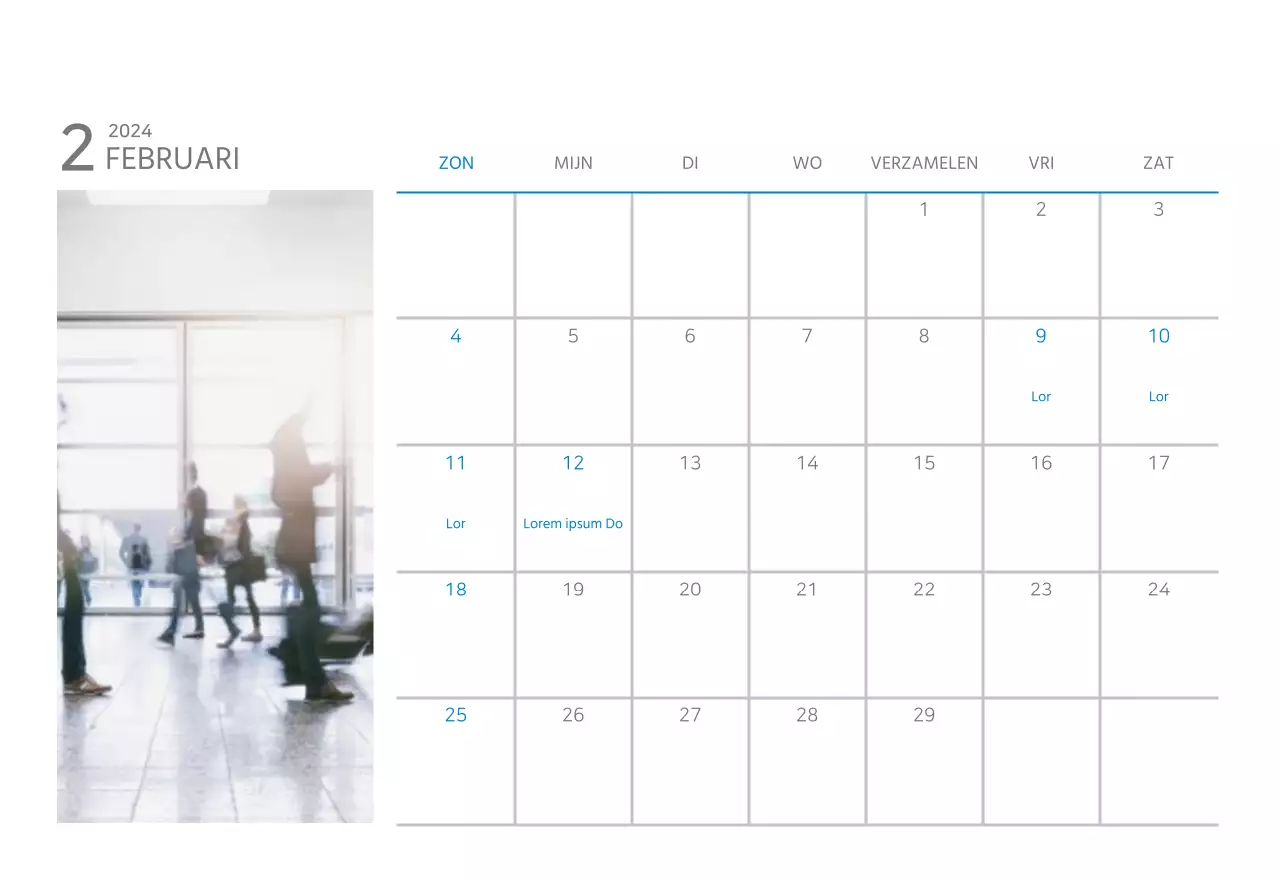Witte en eenvoudige bureaukalender