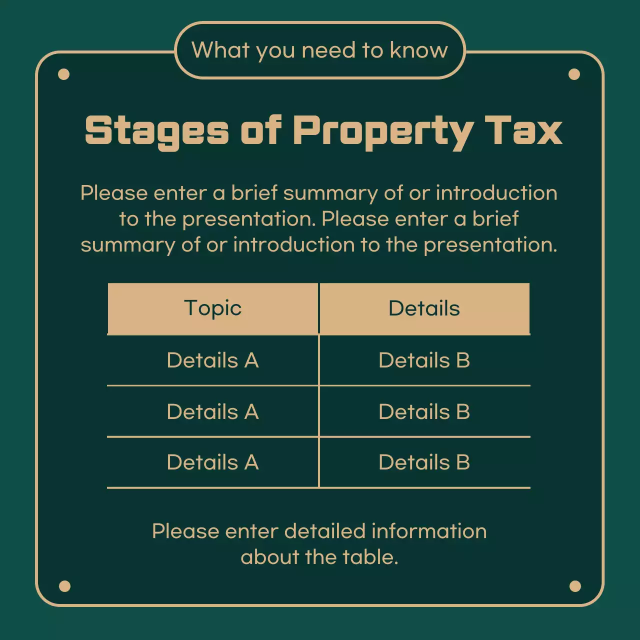 Provides information on real estate taxes highlighted in green (dark) and gold illustrations