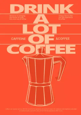 Cafe storefront poster in red and coral