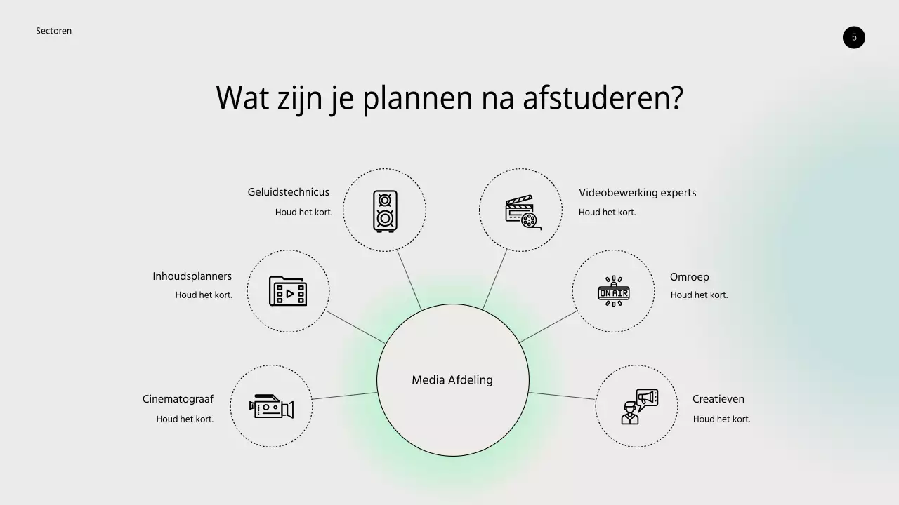 Media-afdeling en public relations PPT met verloopachtergrond