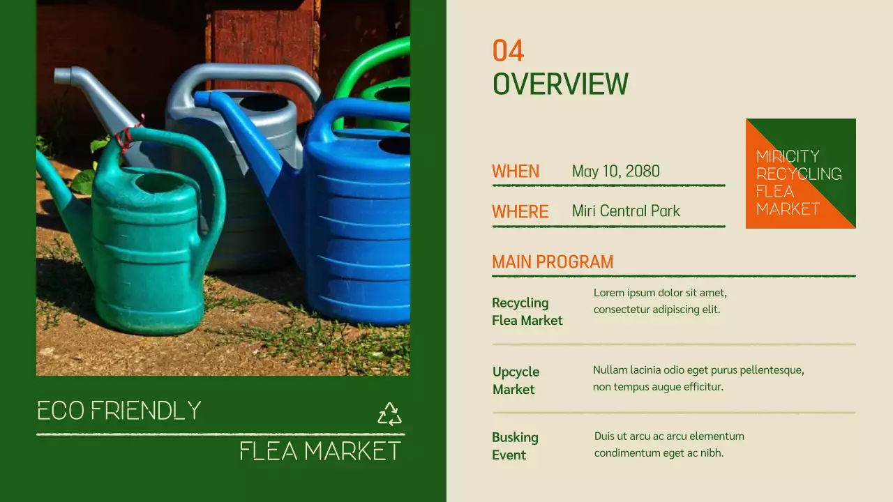 빈티지한 색감의 면분할 레이아웃을 사용한 플랫한 제안서