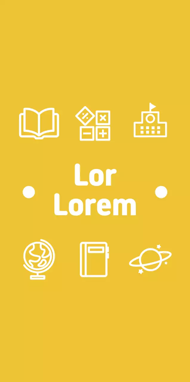 Simple primary school concept with cute yellow and white pictograms