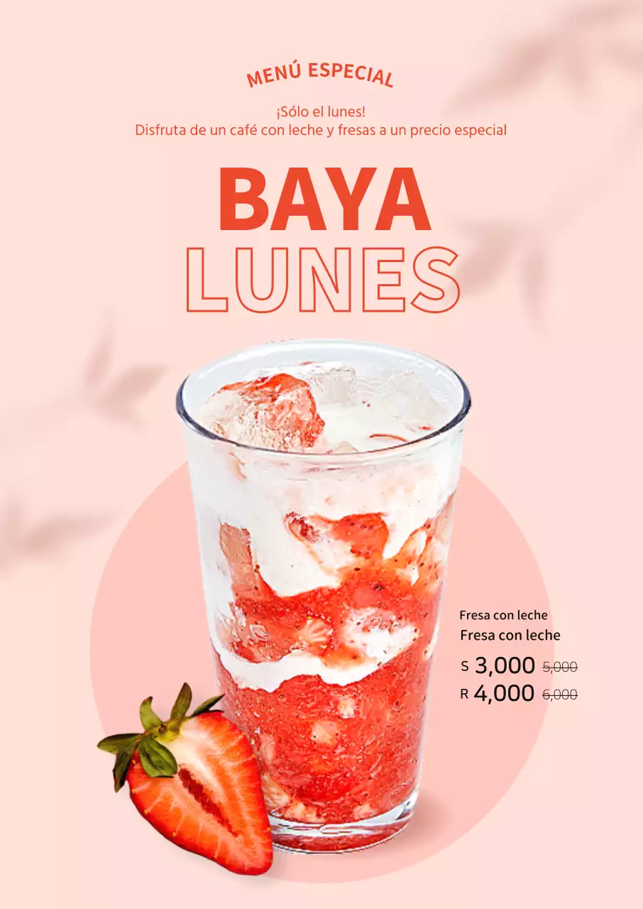 Cartel para un evento de bebidas en una cafetería con sombras sobre fondo rosa