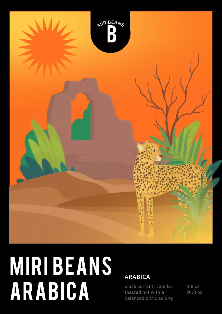 검은색의 자연일러스트 원두패키지