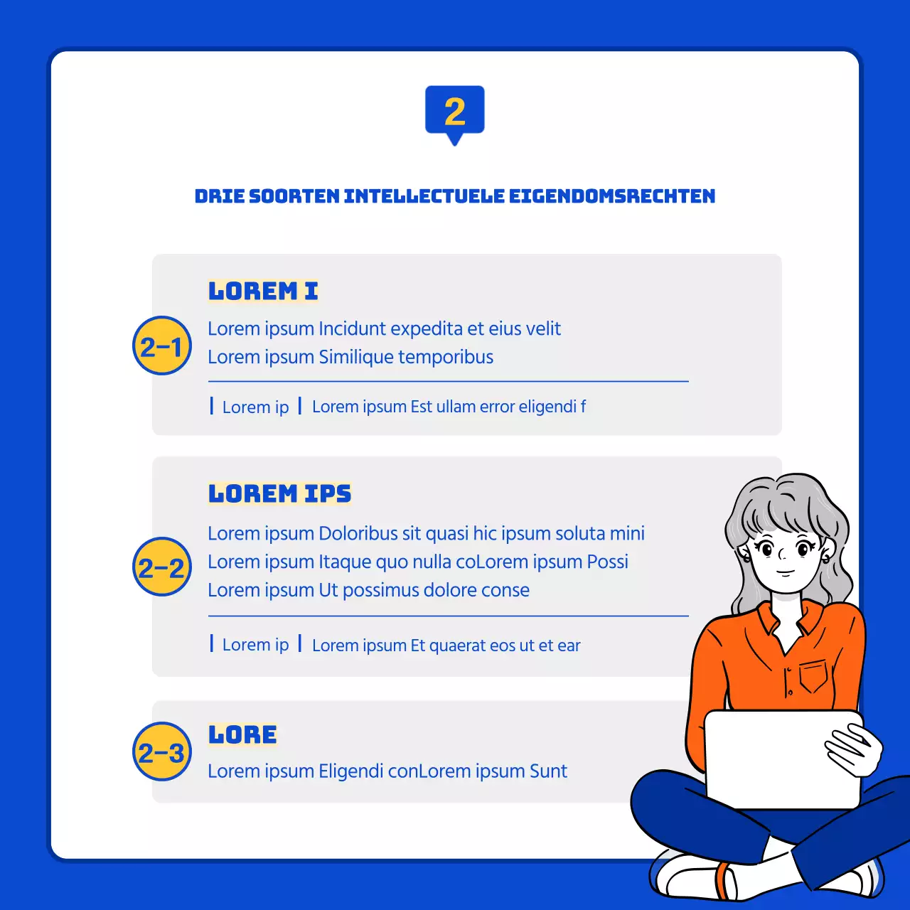 Graven in blauw en oranje intellectueel eigendom