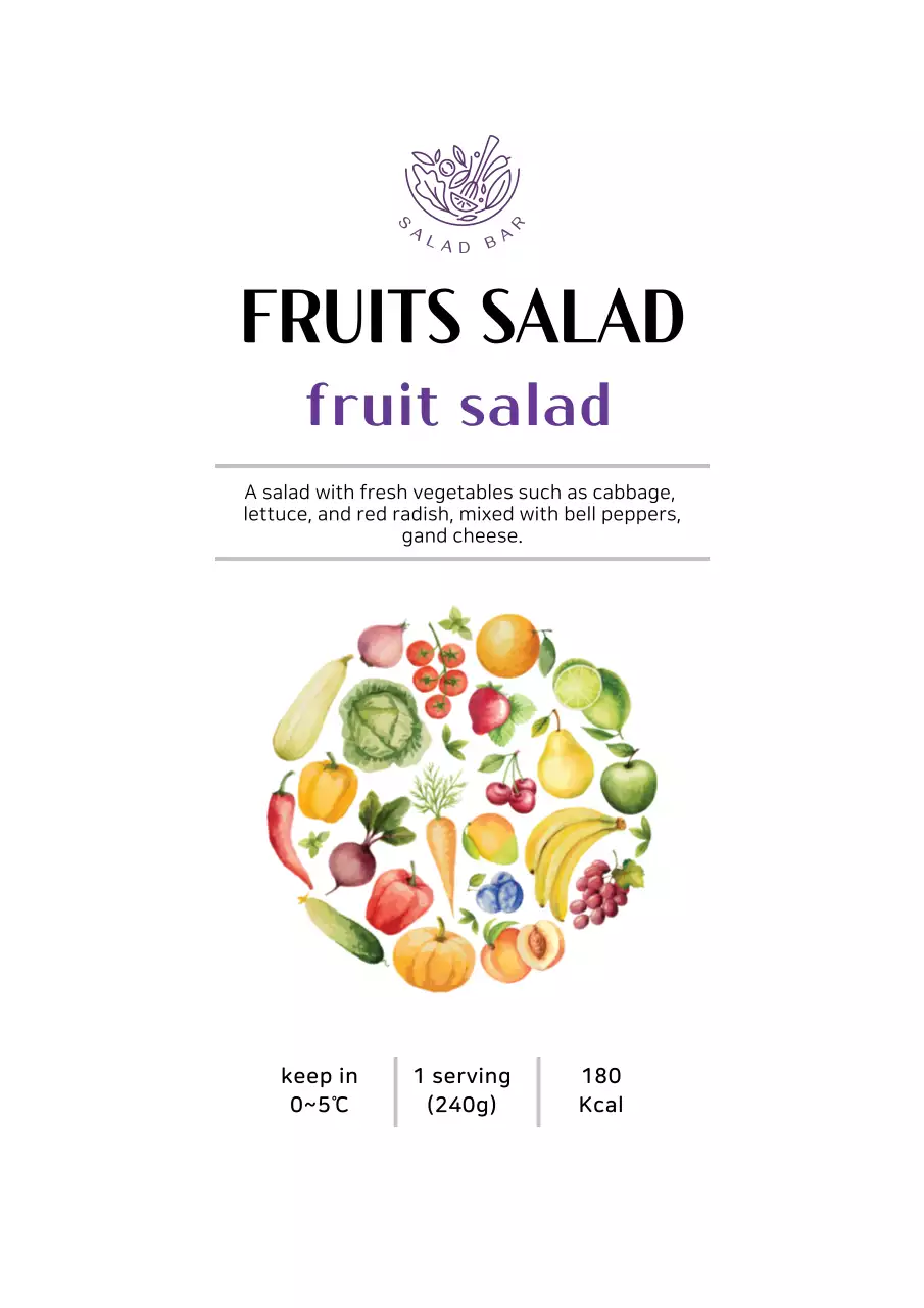 White Minimal Fruit Menu Poster