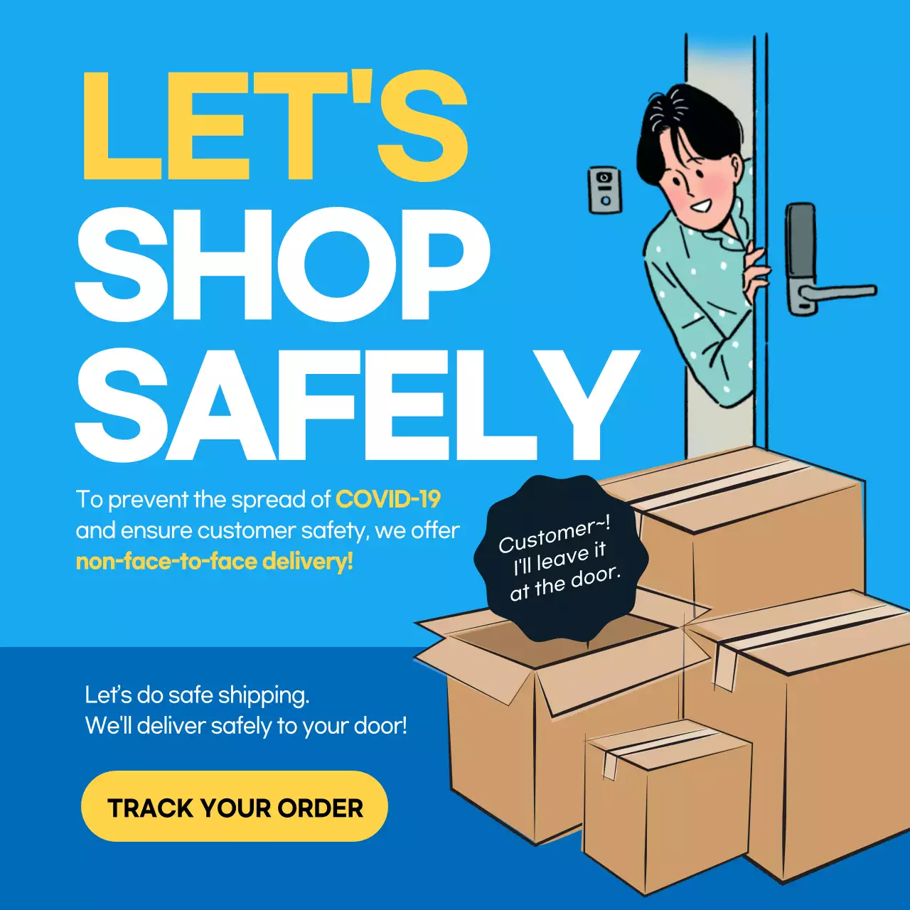 Blue Modern Delivery Promotion Social Media Post