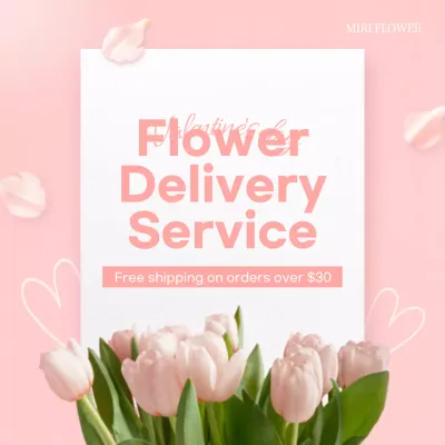 Pink Elegant Flower Promotion Social Media Post