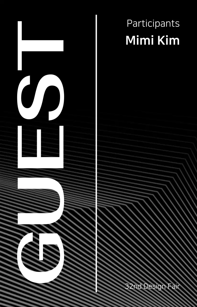 Event attendee with a design concept of lines and shapes