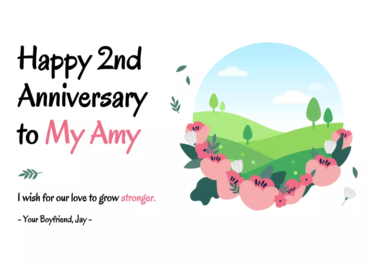 Pink Minimal Anniversary Card Poster