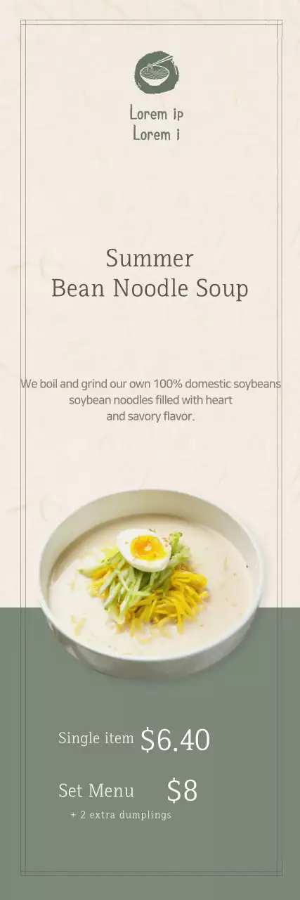 Summer menu banner in calming colors