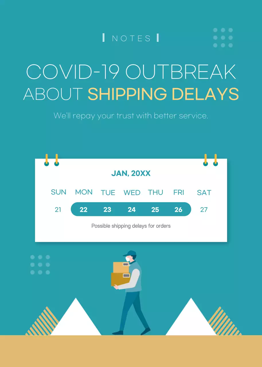 Teal Modern Shipping Notice Poster