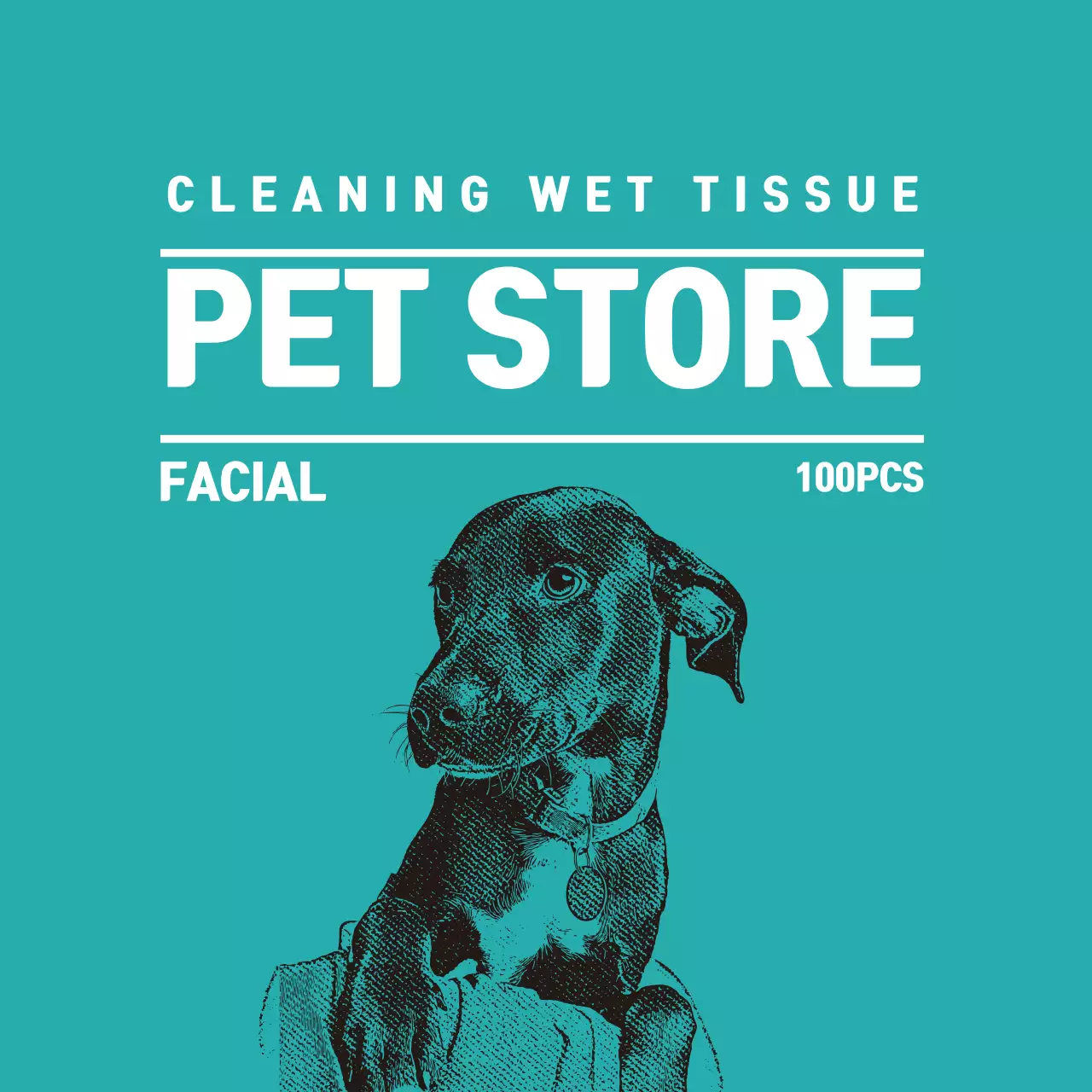 Label toko hewan peliharaan bergambar pirus