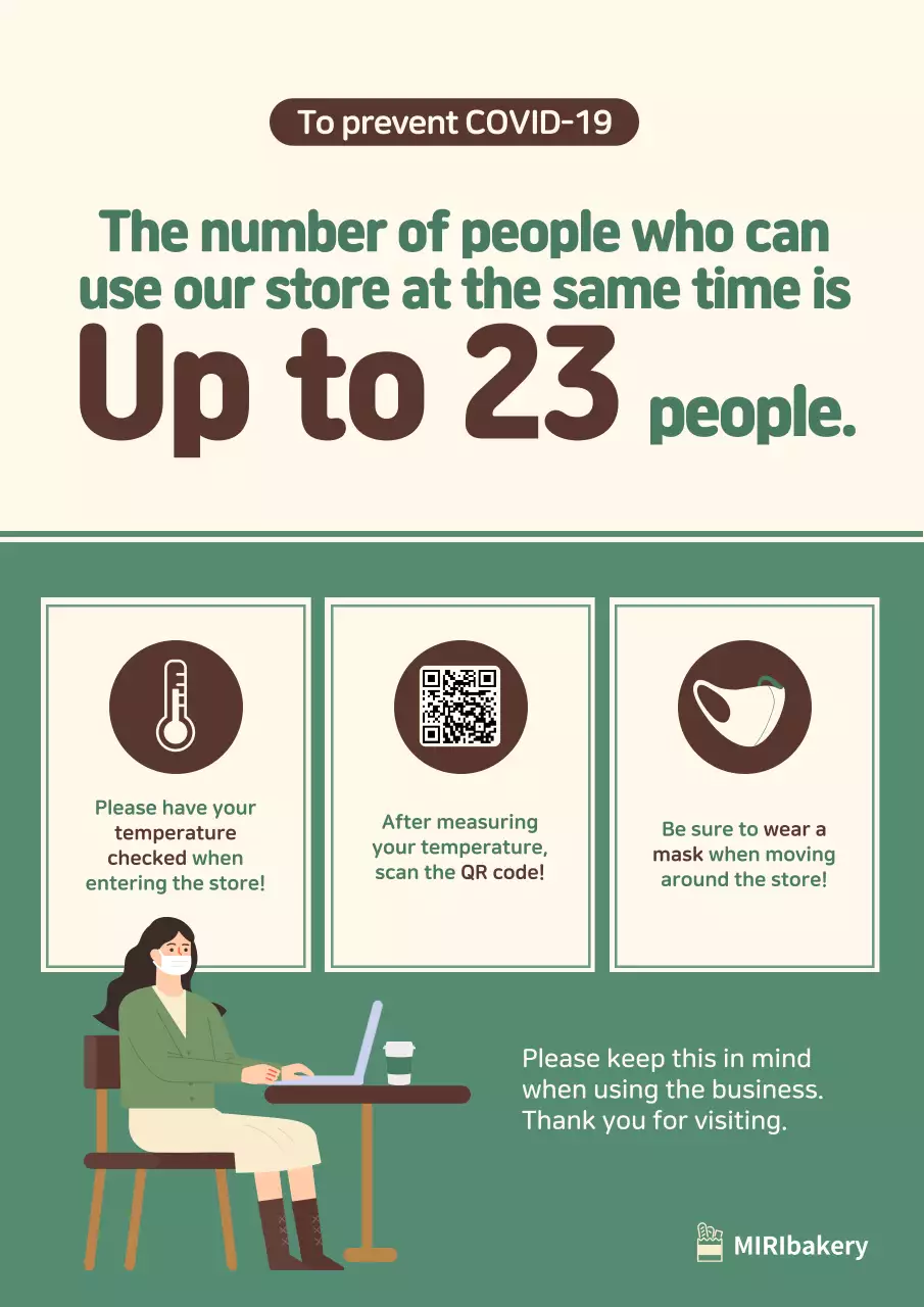 Beige Minimal Covid-19 Notice Poster