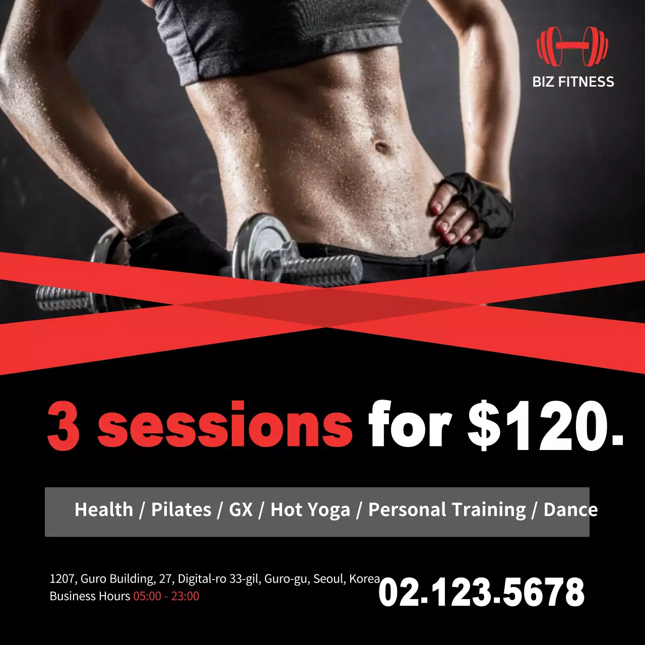 Black Modern Fitness Promotion Banner