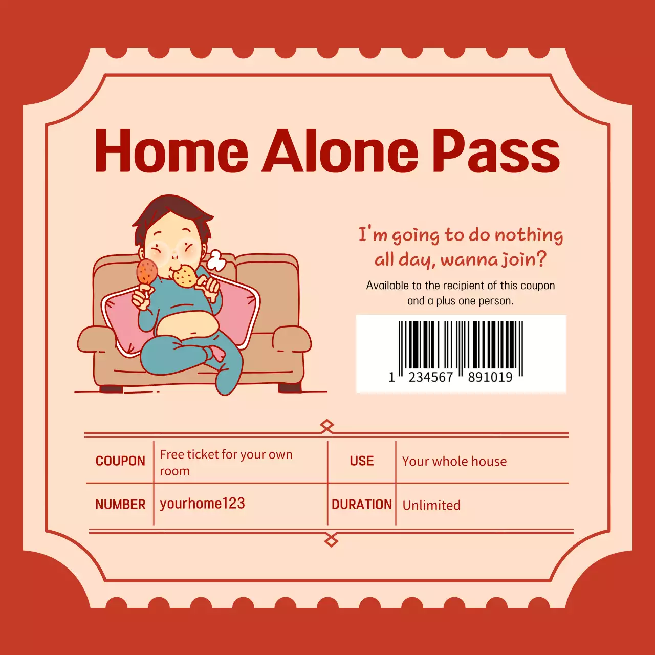 Red Retro Coupon Invitation Social Media Post