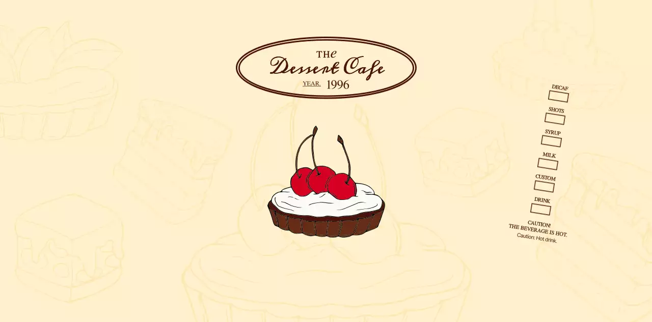 Promote and inform cafes with an emotional logo in reddish brown and pale yellow.