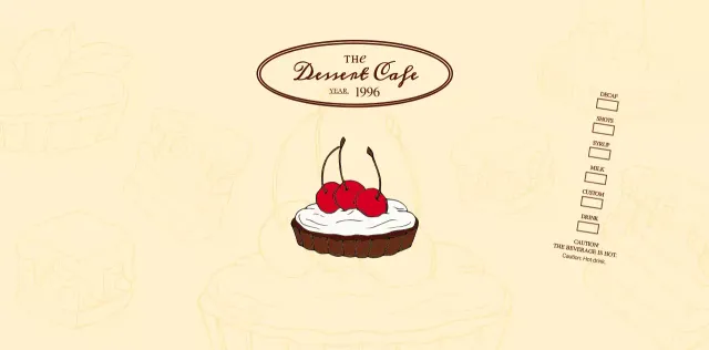 Promote and inform cafes with an emotional logo in reddish brown and pale yellow.