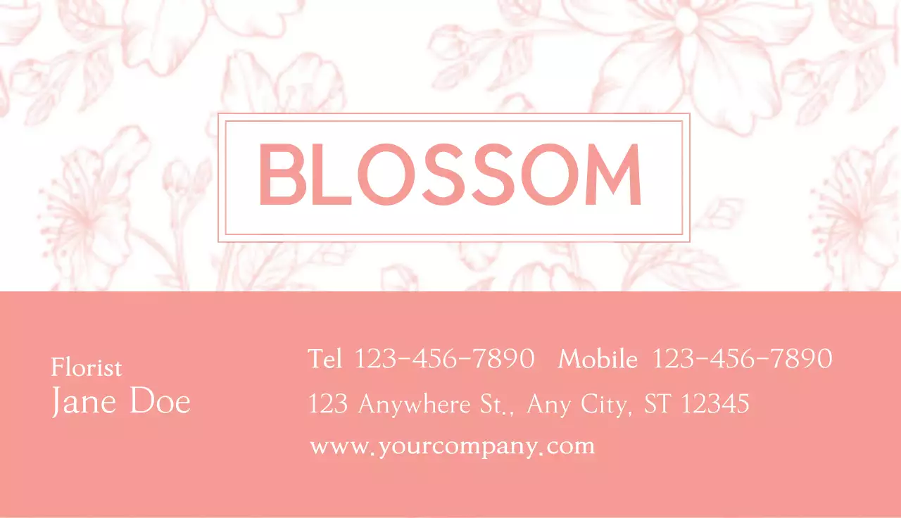 Coral Floral Florist Business Card