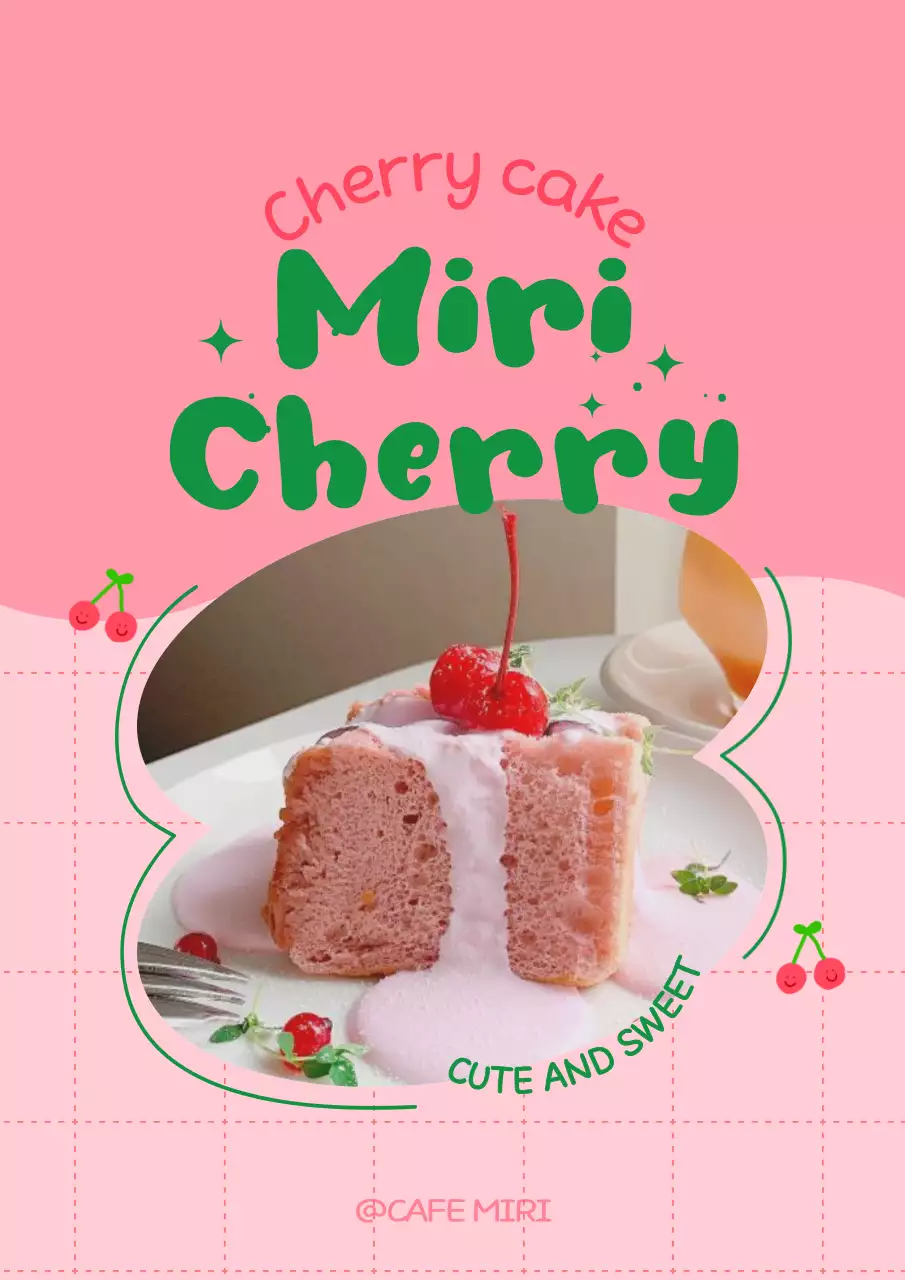 Promosikan menu kafe Anda dengan bingkai lucu berwarna merah muda dan hijau