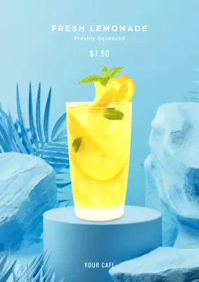 Blue Modern Lemonade Promotion Poster