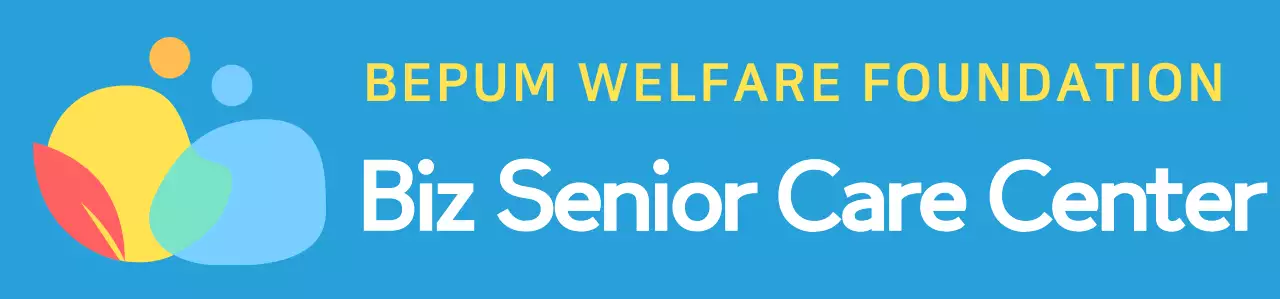 Round and simple human symbol logo style with blue and colorful colors for nursing home staff