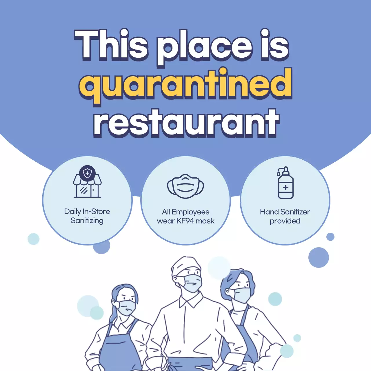 Social media squares with a blue-toned, quarantine-themed theme