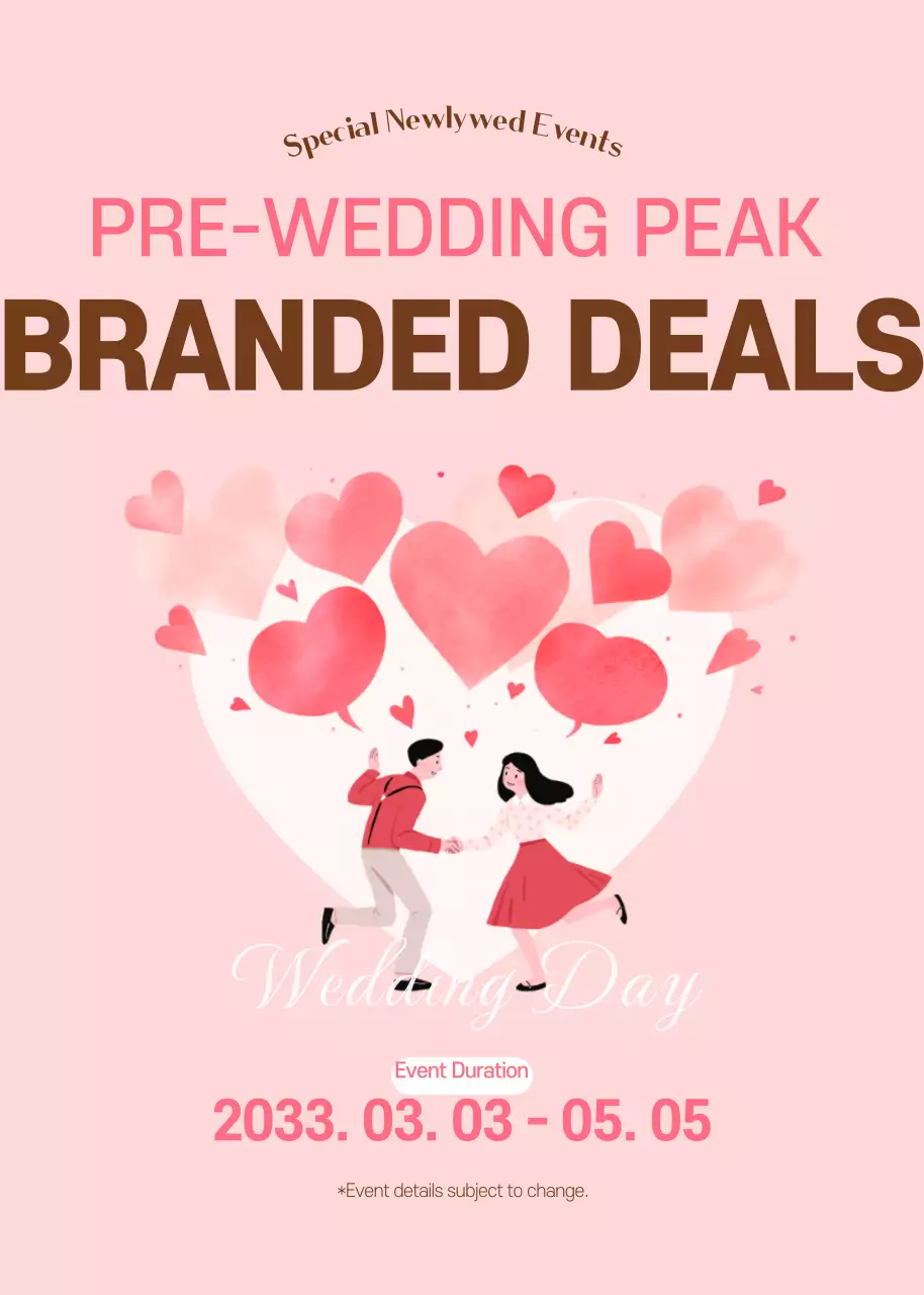 Poster Promosi Pernikahan Elegan Berwarna Pink