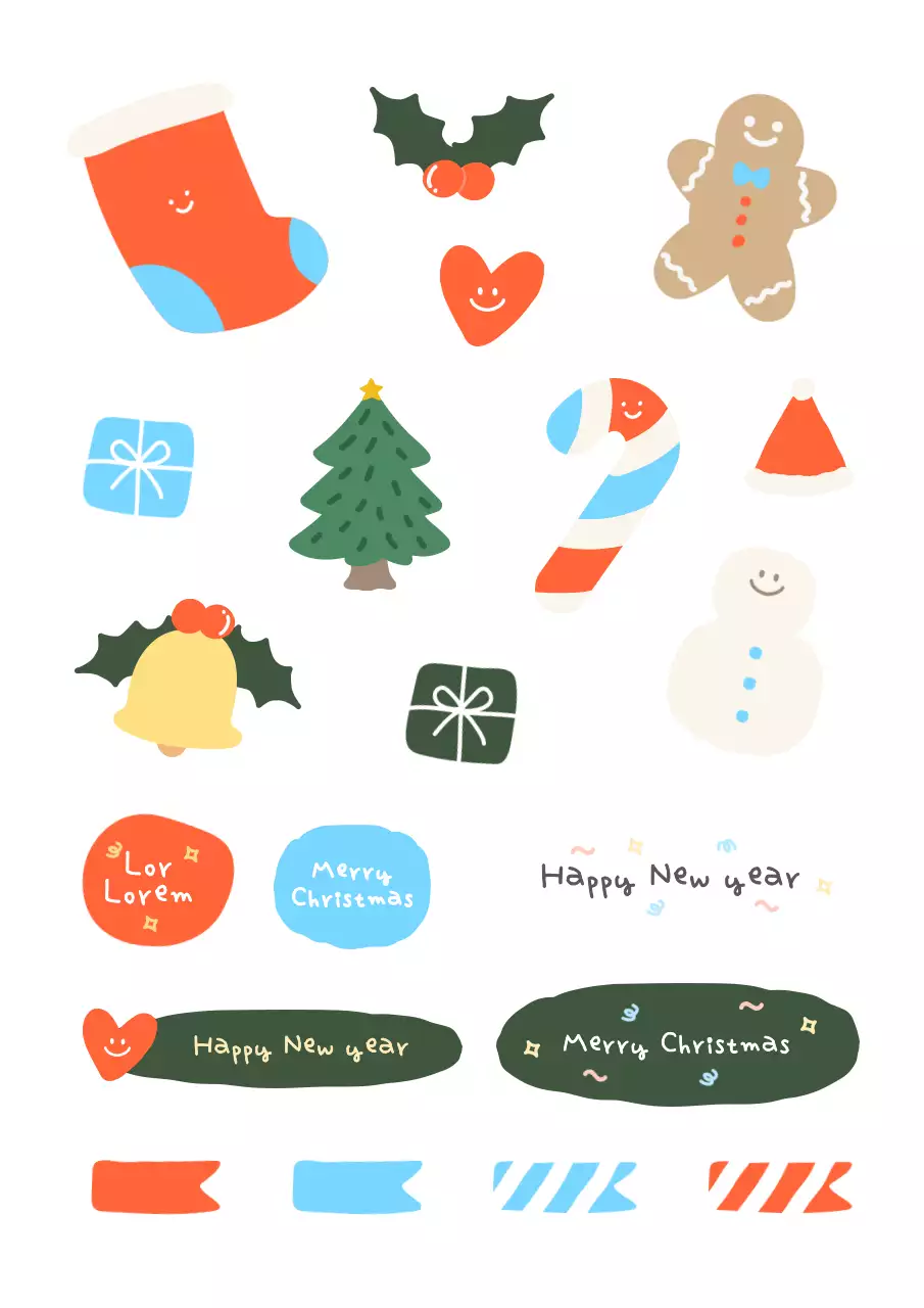 White Cute Christmas Illustration Freehand Sticker