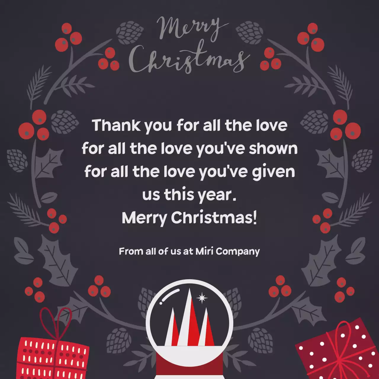 검은색 전통 크리스마스 카드 소셜 미디어 게시물