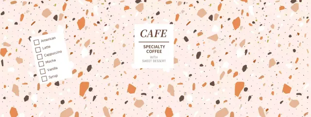 Colorful shapes pattern cafe drink menu display paper cups