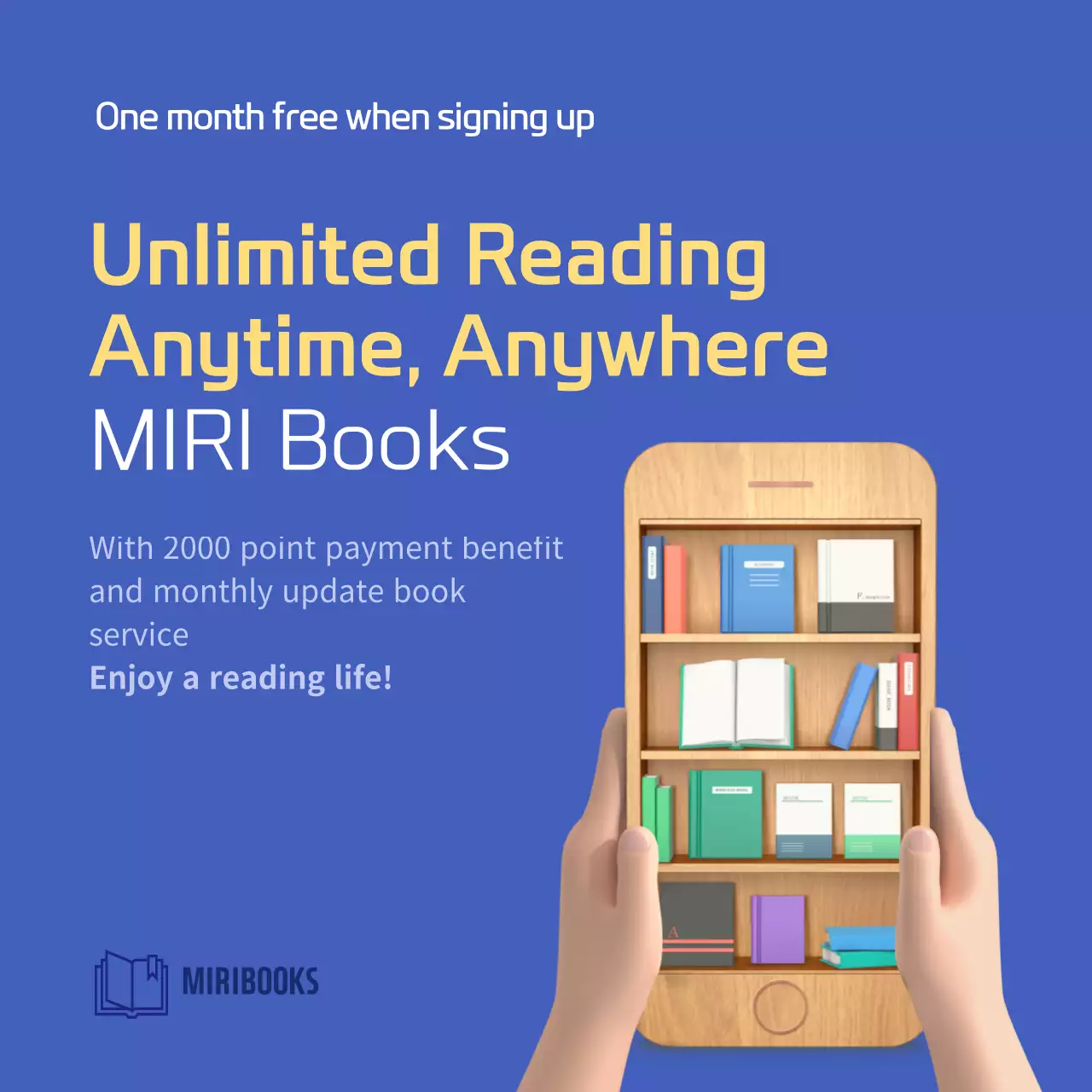 Blue Modern Reading Promotion Social Media Post
