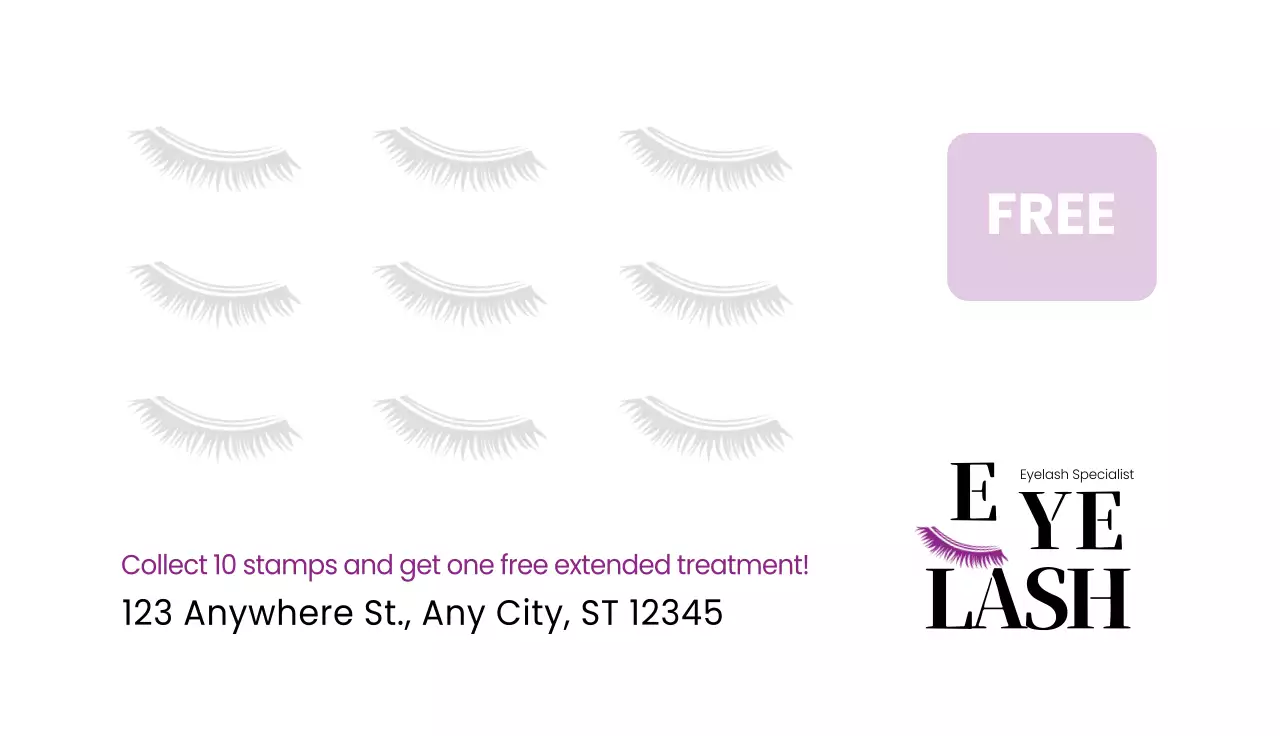 Purple Modern Eyelash Promotion Business Card