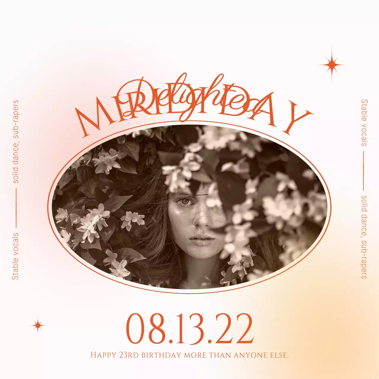 Orange Vintage Birthday Announcement Social Media Post
